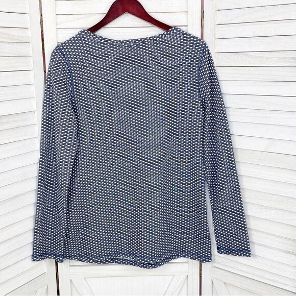 Talbots Polkadot Knit Kangaroo Pocket Pullover Top Blue White Small - Picture 6 of 13
